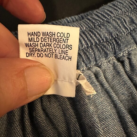 Vintage Access Blue Tiered Skirt Drawstring Elastic Waist L Double Denim Cotton - Picture 4 of 7